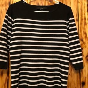 Womens Black White Stripe Forever21 Sweater Size M